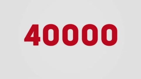 40k Minimalistic Design Counter. Red Numbers on the White Font. Stock Footage 132052732
