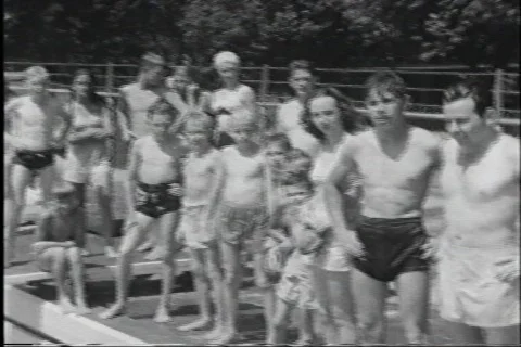 40s swimming pool Stock Footage 456493