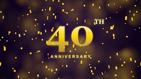 40th Anniversary Celebration Motion Background with Falling Gold Confetti and Vídeos de archivo 344352955