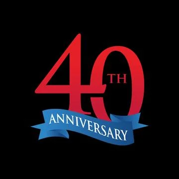 40th Anniversary Icon in Red and Blue Style for Celebration and Milestone D.. Stock Illustration