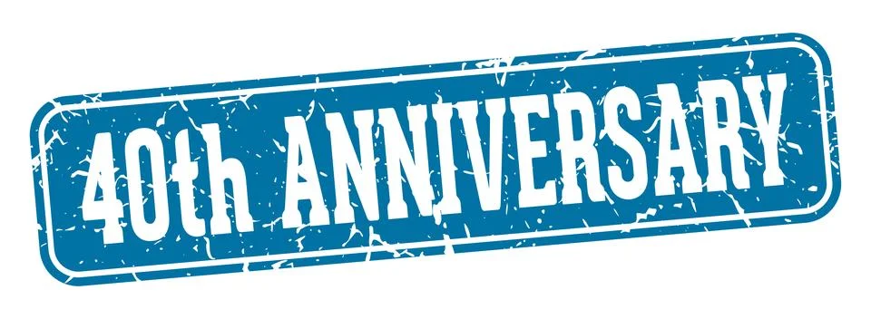 40th anniversary rectangular sign. 40th anniversary stamp Stock Illustration