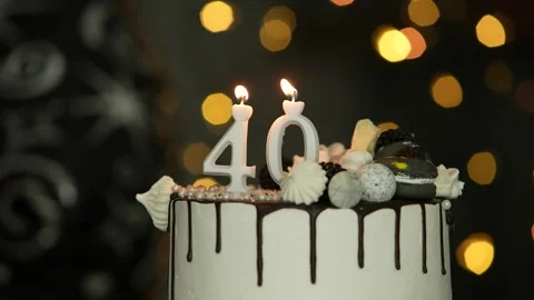 40th Birthday Cake served on the table Stock Footage 249951764