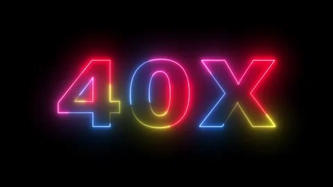 40X Neon Sign Flashing Loop Animation on Black Background Vidéo 330413249