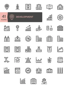 41 256x256 Vector Icons for Development with PIXEL Perfect Bold Line clarity Illustrazione stock