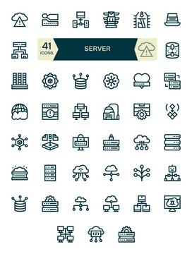41 64x64 Vector Icons for Server with Detail Enhanced Bold Line clarity Stock Illustration