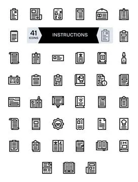 41 Bold Line Display Perfect 128x128 Vector Icons from Instructions Suite Stock Illustration