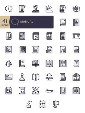 41 Bold Line Grid Fitted Vector Icons crafted for Manual High Resolution ap.. Stock Illustration