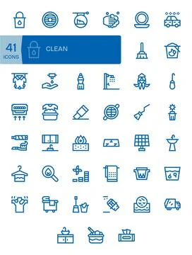 41 Bold Line Pixel Optimized Vector Icons for Clean Graphics Stock Illustration