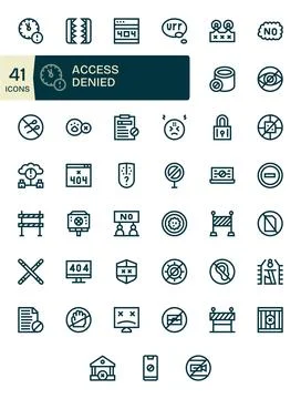 41 Bold Line Vector Icons designed for Access Denied in Retina Ready Pixel .. Illustrazione stock