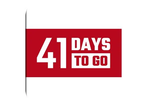 41 days to go red vector banner illustration isolated on white background Stock Illustration