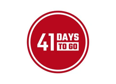 41 days to go red vector banner illustration isolated on white background Stock Illustration