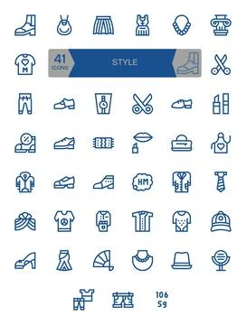 41 Display Perfect High Resolution Vector Icons for Style in elegant Bold L.. Stock Illustration
