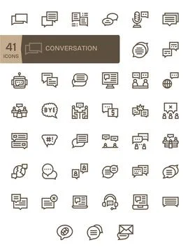 41 Editable Vector Icons themed around Conversation in 64x64 Bold Line format Stock Illustration