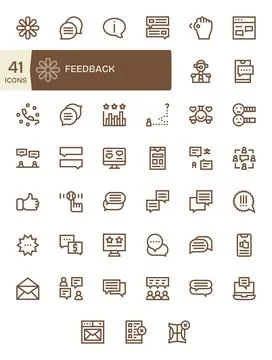 41 High Resolution Bold Line Vector Icons for Feedback with Detail Enhanced.. Stock Illustration