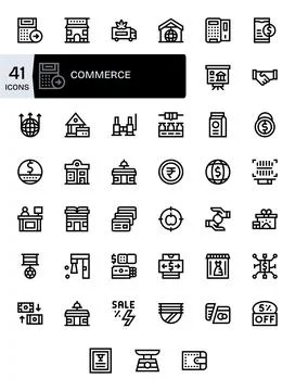 41 High Resolution Bold Line Vector Icons optimized for Commerce Pixel Opti.. Stock Illustration