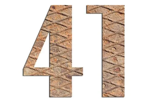 41  with metal texture on white background Foto stock