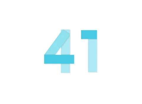 41 number, vector logo, paper cut desing font made of blue color tones .Isola Illustrazione stock