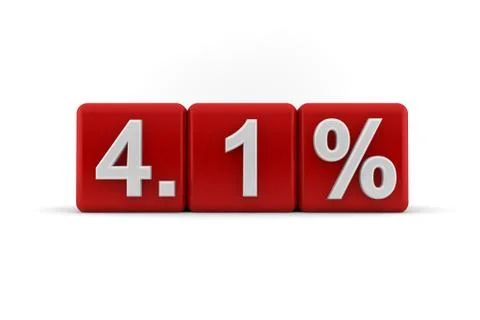 4.1 percent in white numbers on red cubes Stock Illustration