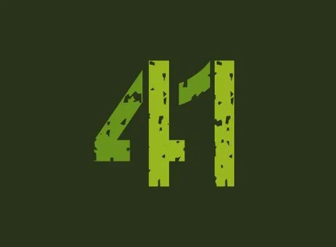 41 vector number made of grungy, grunge texture. Rubber stamp imprint style.  Stock Illustration