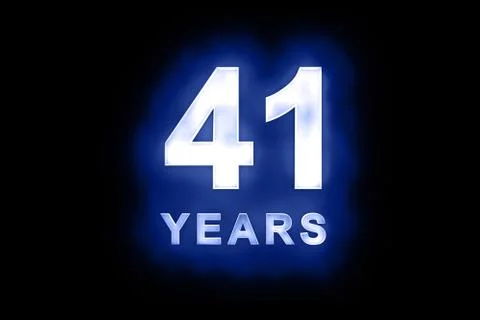 41 years in glowing white numbers on blue Stock Illustration