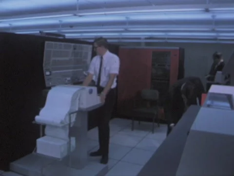4/12/70: IBM 360-75 Mainframe Computer Stock Footage 233653846