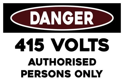 415 volts authorised persons only warning sign Stock Illustration