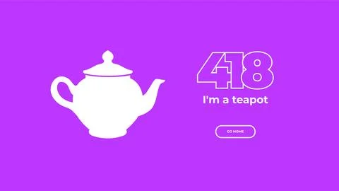 418 I'm a teapot error. Vector layout web template Stock Illustration
