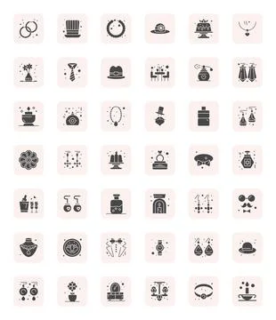 42 128x128 Filled Editable Vector Icons for Elegant Projects Stock Illustration