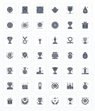 42 128x128 Glyph Display Perfect Vector Icons for Prize Projects Stock Illustration
