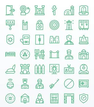 42 128x128 PIXEL Perfect Vector Icons for Security in Regular Line Theme 스톡 일러스트