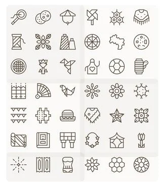 42 128x128 Regular Line Vector Icons for Pattern with Detail Enhanced precisi Illustrazione stock
