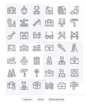 42 256x256 Regular Line Pixel Optimized Vector Icons for Work Projects Stock Illustration