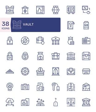 42 256x256 Regular Line Vector Icons optimized for Vault PIXEL Perfect displa Stock Illustration