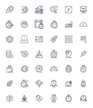 42 Bold Line Grid Fitted Vector Icons tailored for Speed 256x256 interface Stock Illustration