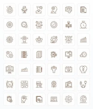 42 Bold Line Vector Icons for Productivity in crisp High Resolution Display.. Stock Illustration