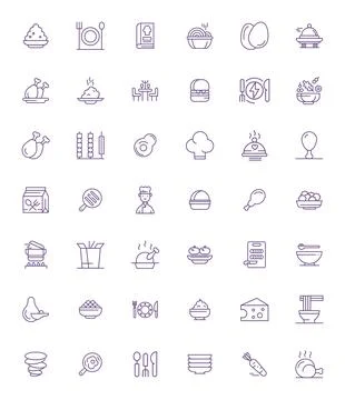 42 Bold Line Vector Icons designed for Meal in 64x64 Grid Fitted format Stock Illustration