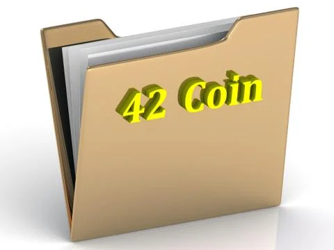42 Coin- bright letters on a gold folder on a white background Illustrazione stock