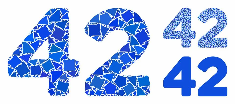 42 digits text Composition Icon of Uneven Parts 스톡 일러스트