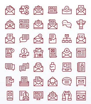 42 Display Perfect Regular Line Vector Icons from Email Collection Stock Illustration