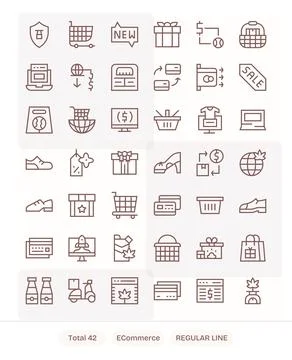 42 ECommerce Display Perfect Vector Icons in 64x64 Regular Line Aesthetic Stock Illustration