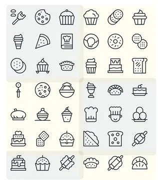 42 Editable Regular Line Vector Icons designed for Pastry Interface Ilustración de archivo