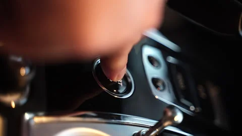 42 Finger presses the start button of the car vertical Stock Footage 221118327