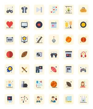 42 Flat Editable Vector Icons tailored for Player 128x128 interface Stock Illustration