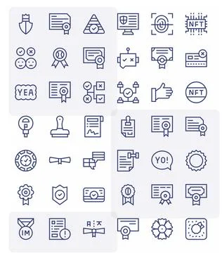 42 Grid Fitted Regular Line Vector Icons designed for Validation Interface 스톡 일러스트