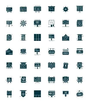 42 High Resolution Filled Editable Vector Icons for Poster Projects Illustrazione stock