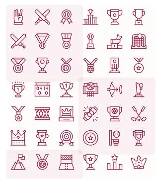 42 High Resolution Regular Line Vector Icons optimized for Victory Pixel Op.. Stock Illustration