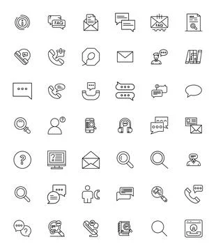 42 Inquiry Detail Enhanced Vector Icons in Retina Ready Bold Line Aesthetic Stock Illustration