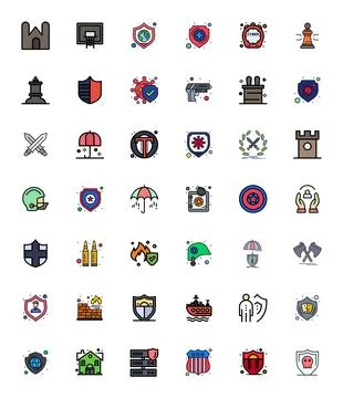 42 Line Filled Pixel Aligned Vector Icons crafted for Defense 64x64 applica.. Stock Illustration