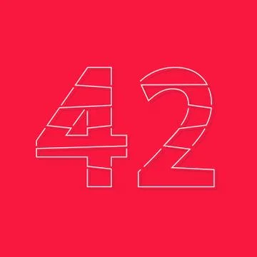 42 number, linear stroke font. Modern trendy, creative style design. For logo Stock Illustration