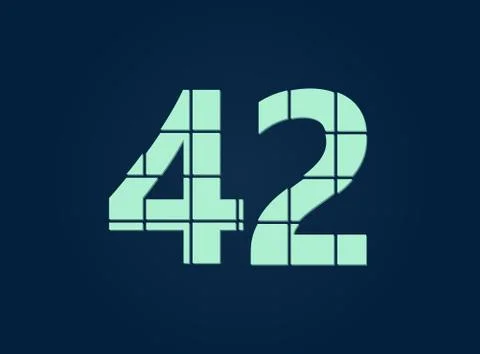 42 number, vector desing font.  Made of knife cut. For logo, brand label, des Stock Illustration